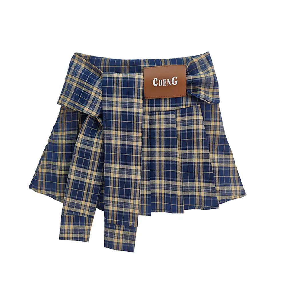 

Autumn Plaid Skirt High Waist Fashionable Plaid College Style Skirt Red Irregular Design Pleated Skirt Short Skirt
