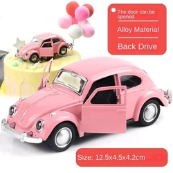 1pc Motorcar Decoration Auto Carrying Accessories for Boy Gift Alloy Car Model Beetle Vintage Door Opening Force Children's Toy