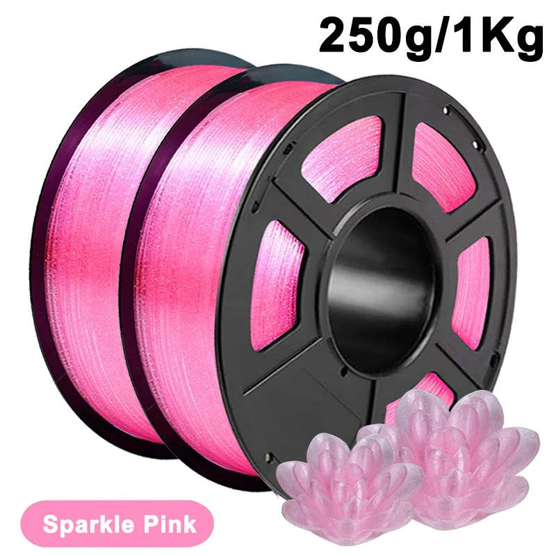 250g 1Kg PLA Crystal Sparkle Pink 3D Printer PLA Filament 1.75mm Transparent Crystal Sparkle Pink 3D Printer Material