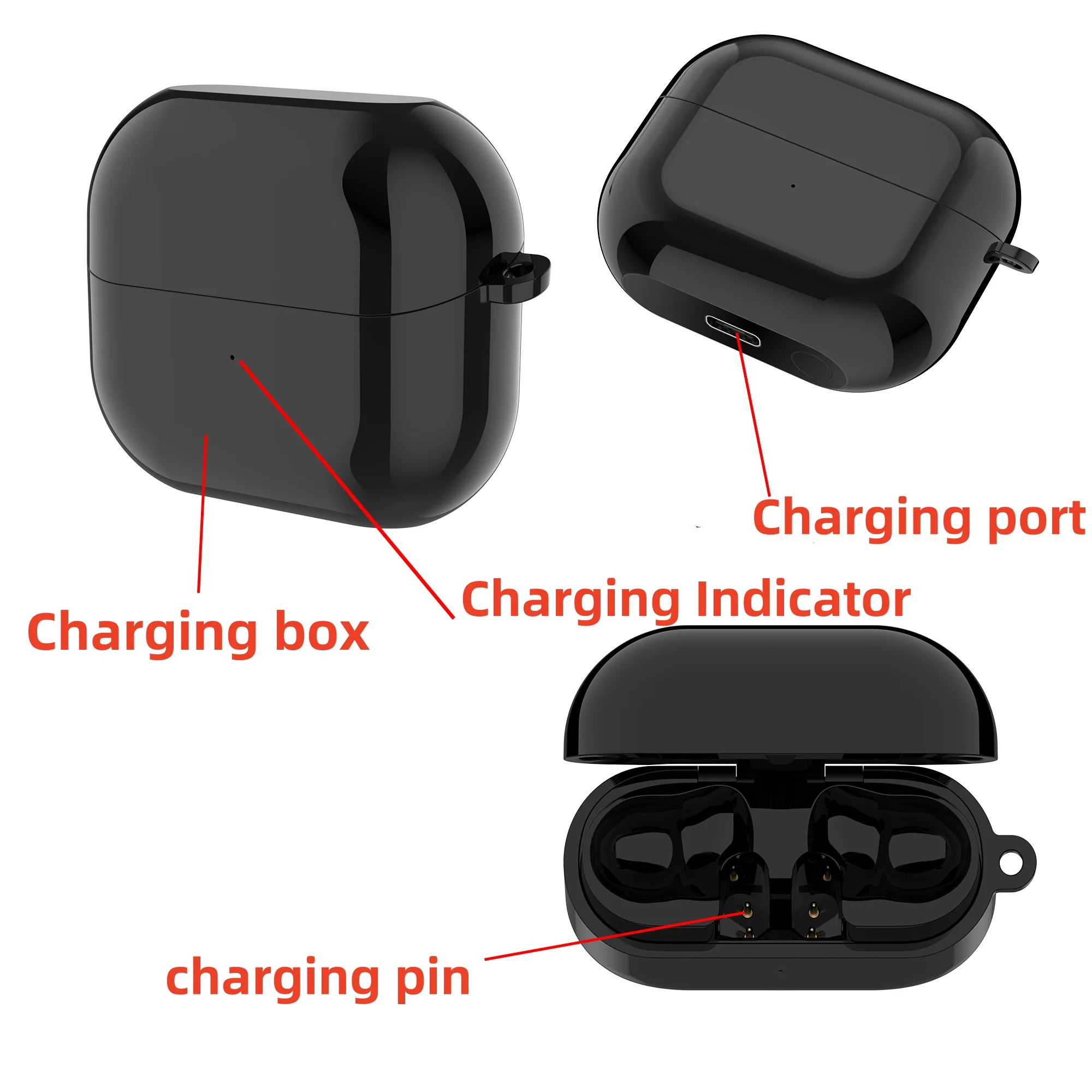 حافظة شحن لسماعات الأذن اللاسلكية بتقنية البلوتوث لهاتف Galaxy Buds3 pro R630 تدعم شحن لاسلكي ومنفذ من النوع C، بدون سماعات أذن