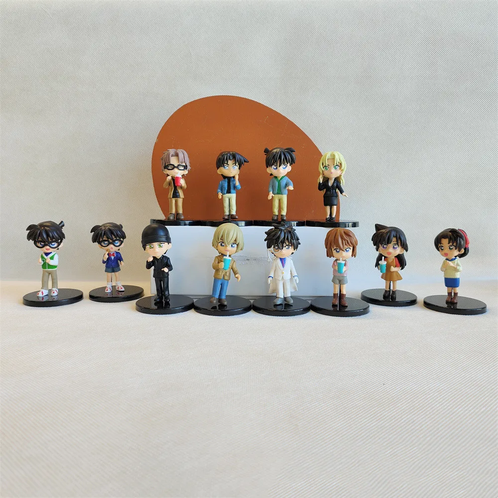 12pcs/set Detective Conan Kudou Shinichi Mouri Ran Haibara Ai Kiddo u Kiddo Furuya Rei Mini Decoration Dolls PVC Figures Toy