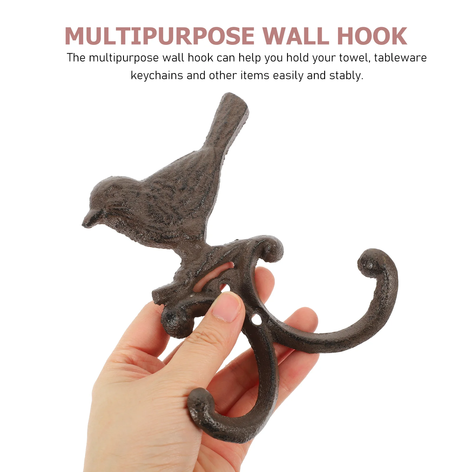 Cast Iron Wall Coat Hook Bird Shaped Wall Hook Vintage Style Cast Iron Wall Hanger American Retro Wall Cast Iron Bird Hook