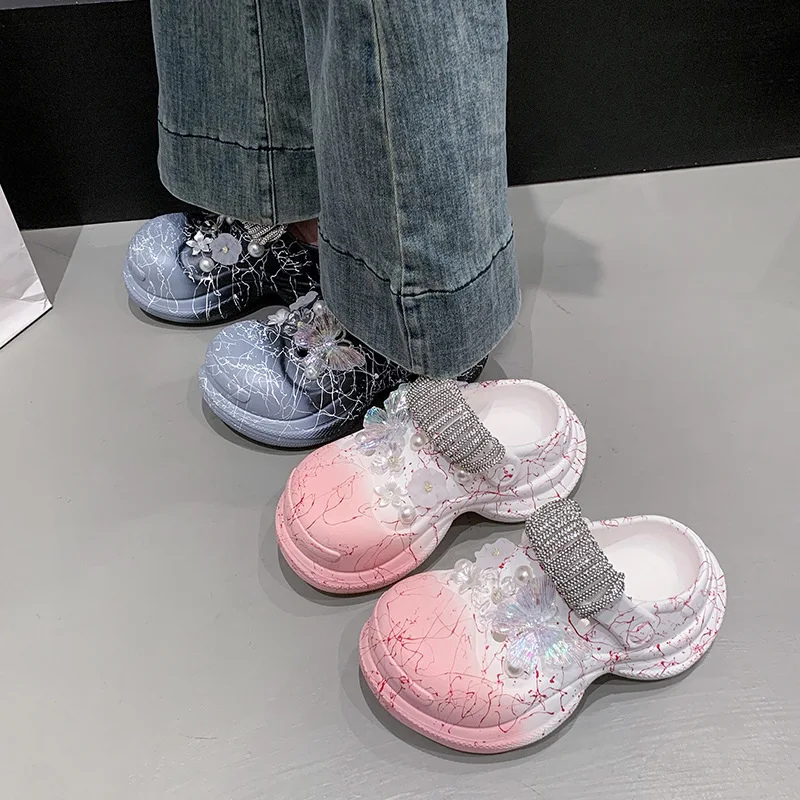 

New 5cm Thick Bottom Women's Clogs Outdoor Waterproof Platform Slippers Beach Slippers Women's Garden Shoes Outdoor Sandals