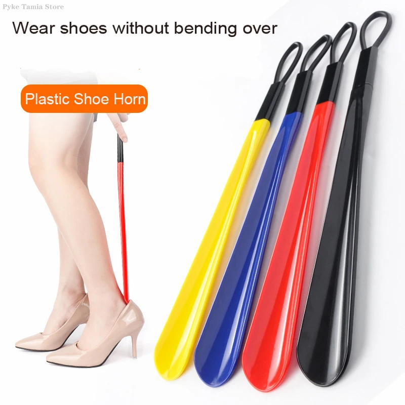 Extra Long Shoe Puller Shoehorn Black Plastic Shoe Horn Lazy Shoe Lifter Flexible Shoes Accessorie for Pregnant Backache Eldery