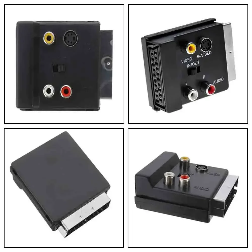 for Scart to 3 For RCA S Video Adapter 21Pin for DVD Recorder CD Player Computer Digital Camera Projector Black