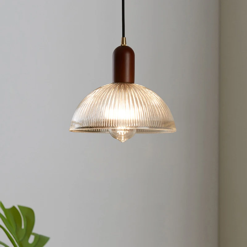 خمر الزجاج الحديث قلادة ضوء مطعم بار الشمال الرجعية الخشب مصابيح تعليق للزينة غرفة الطعام غرفة نوم السرير ديكور قلادة لام