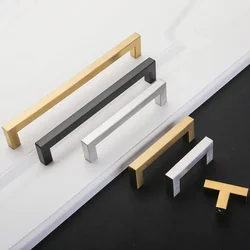 Goud Zwart Kast Handvat Vierkant Meubilair Hardware Roestvrij Stalen Keuken Deurknoppen Kast Kledingkast Lade Trekt