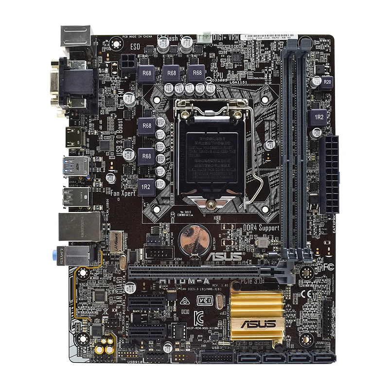 ASUS H110M-A/C/SI LGA 1151 Motherboard Support  i5 6500 CPU using Intel H110 Chipset DDR4 and 8Gx2 PCI-E 3.0 USB3.0 Micro ATX