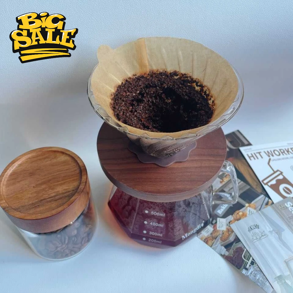 

V60 Кофе Принадлежности для кемпинга Аксессуары Конусообразная фильтровальная бумага для древесной массы Натуральная капельная наливка на 1–3 чашки в упаковке