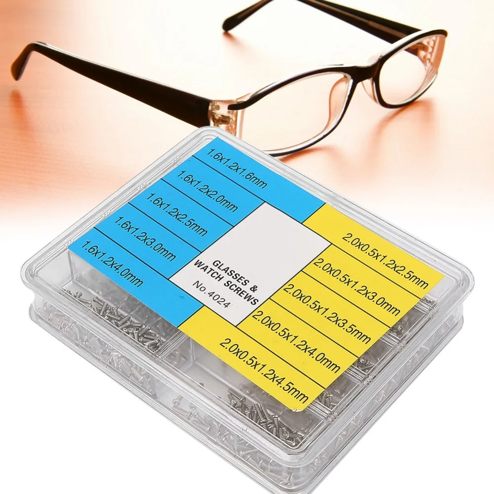 1000Pcs Silver Watch Eyeglass Screw Kit Iron Multiple Sizes Stainless Steel Cross Screws Mixed Size Watch Repair Accessories
