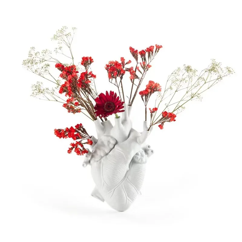 Heart vase flower arrangement niche artistic sense model ornament dried flowers Qixi Festival gift l
