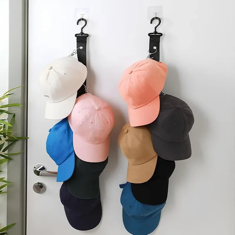 5/1pcs 8 Clips Hanging Hats Hooks Wardrobe Storage Hanger Closet Organizer Caps Rack Free Punch Clothing Baseball Hats Holder