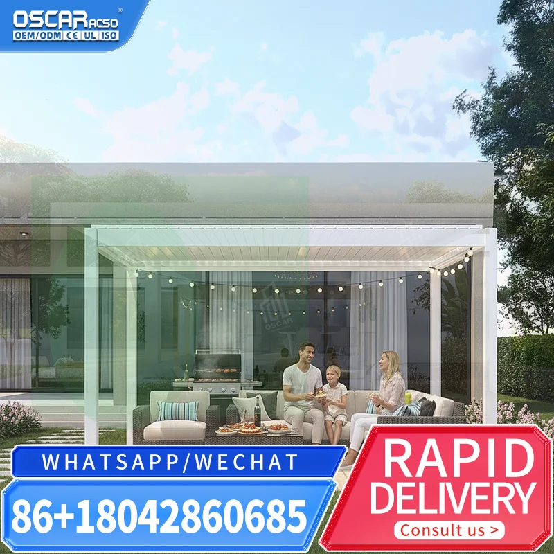 Modern Design Bioclimatic Waterproof Louvre Roof Outdoor Aluminium Electric Pergola for Gardens Patios Backyards pergola