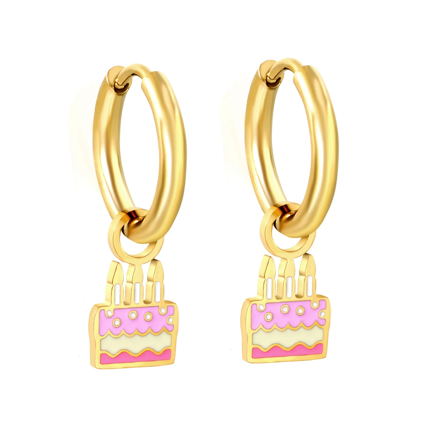 LUXUSTEEL New Christmas Stainless Steel Earrings Golden Plated Butterfly Snowman Star Cake Rabbit Drop Earrings Christmas Party