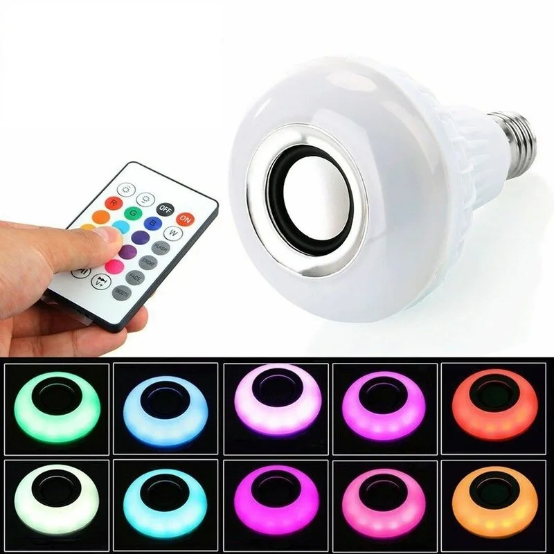 LED Music Light Bulb with Built in Bluetooth Speaker Wireless Smart Light Bulb Remote Control RGB Color Changing Speake