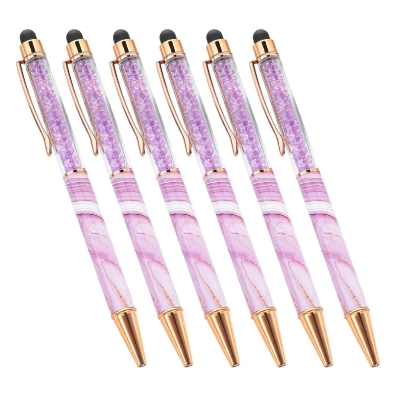 6 шт./компл. 2 в 1 сенсорные экраны стилус шариковая ручка ручка для письма ручка для подписи ручка для ведения журнала кристалл