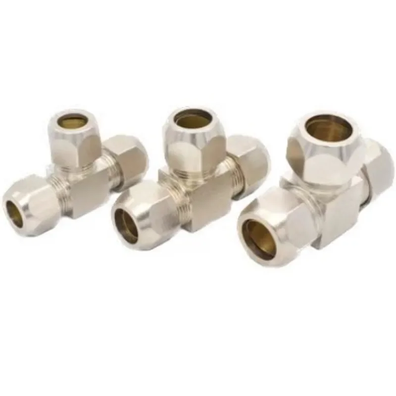 Pneumatic fittings Brass T Type 4 6 8 10 12 14 16mm OD Tube Compression Ferrule Tube Compression Fitting Connector