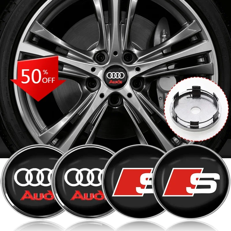 Image of 4 Stück Auto-Radnabenkappen-Emblem, wasserdicht, selbstklebend, für Audi A4 A3 A5 A6 A7 A8 Q3 Q5 Q7 Q8 B5 B6 B7 B8 B9 Q7 8P