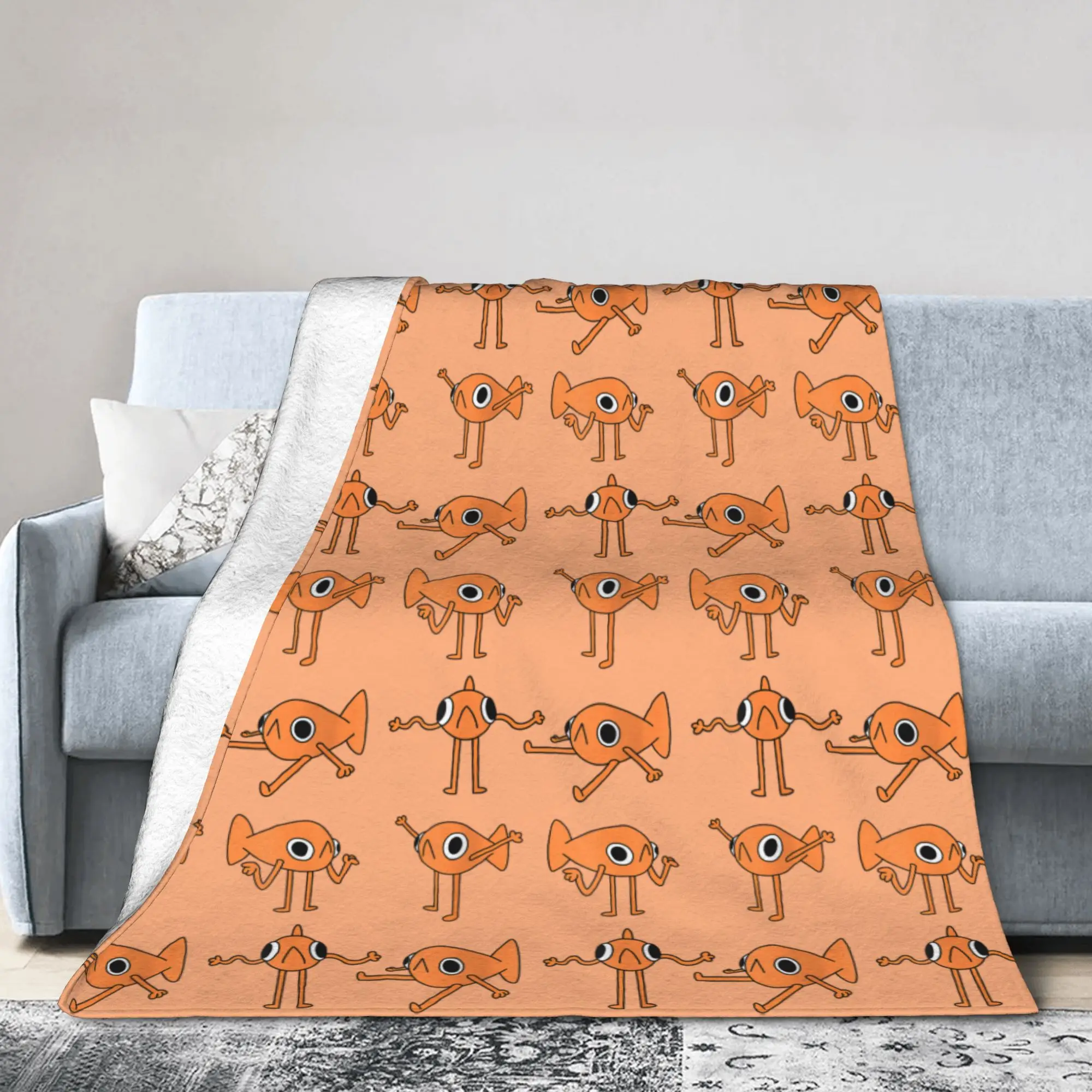 

Забавные одеяла с рыбой Le Poisson Steve Meme, плюшевое винтажное теплое одеяло для постельного белья, гостиной, всесезонного офиса