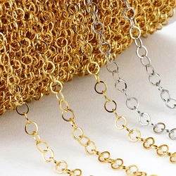 2Meters Gold Color Stainless Steel Polishing O-Ring Chain for Necklace DIY Jewelry Making Findings Materials Handmade Supplies