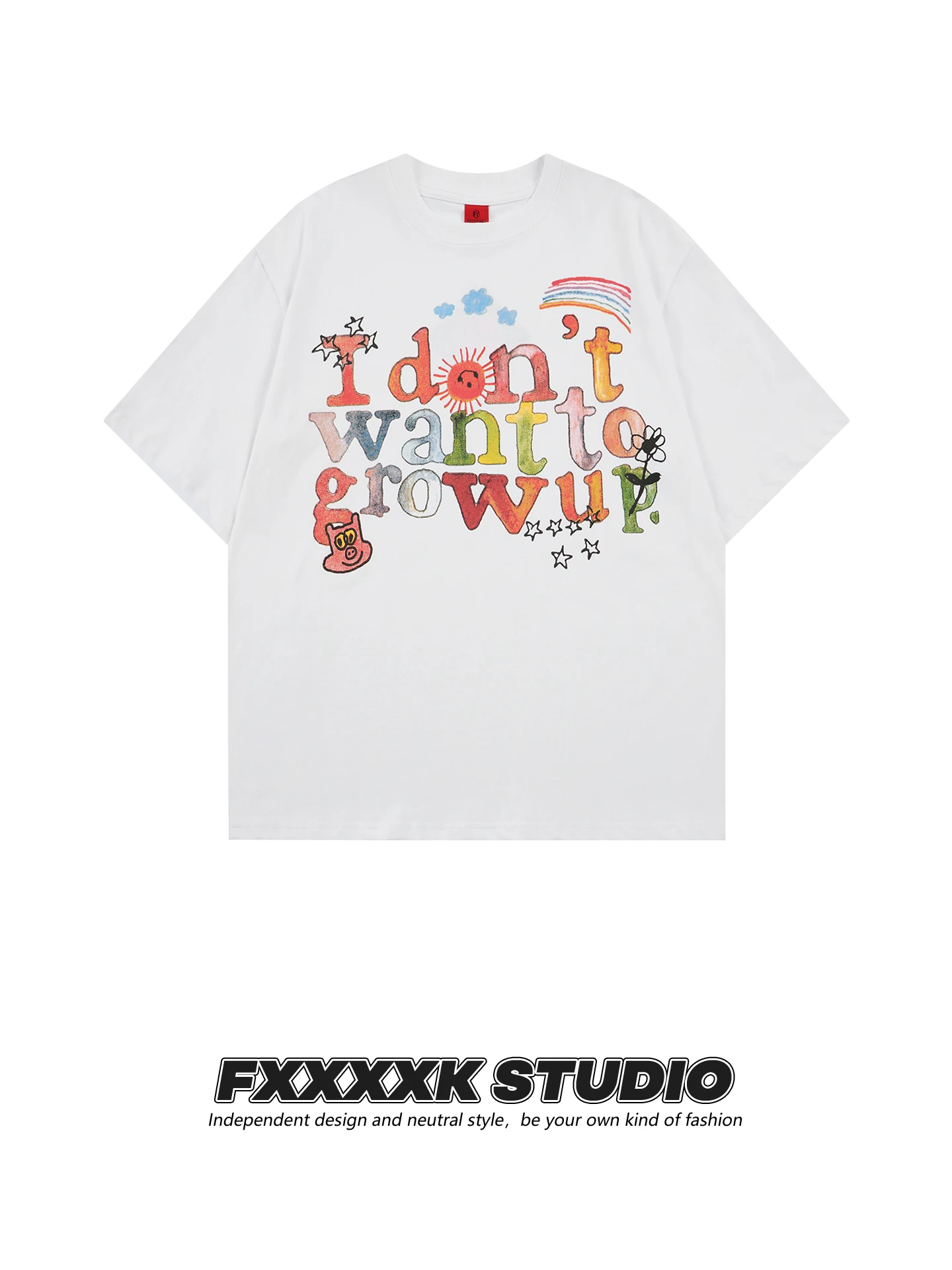 

Свободные парные футболки с ручной росписью и мультяшными надписями, короткий рукав, хлопок, ретро-стиль, дышащие, комфортные для лета