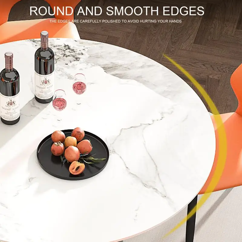 طاولة طعام مستديرة مقاس 53 بوصة، سطح حجري متكلس مع قاعدة مخروطية من الفولاذ المقاوم للصدأ، طاولة قوية للمطبخ أو غرفة الطعام، مقاعد 4-6، #3