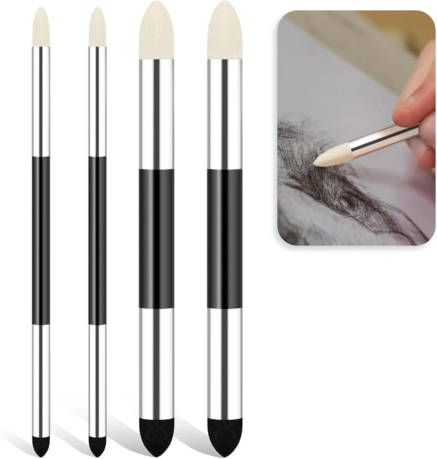 

4-Piece Dual Tip Blending Sponge Pen Set for Art Sketching & Shading