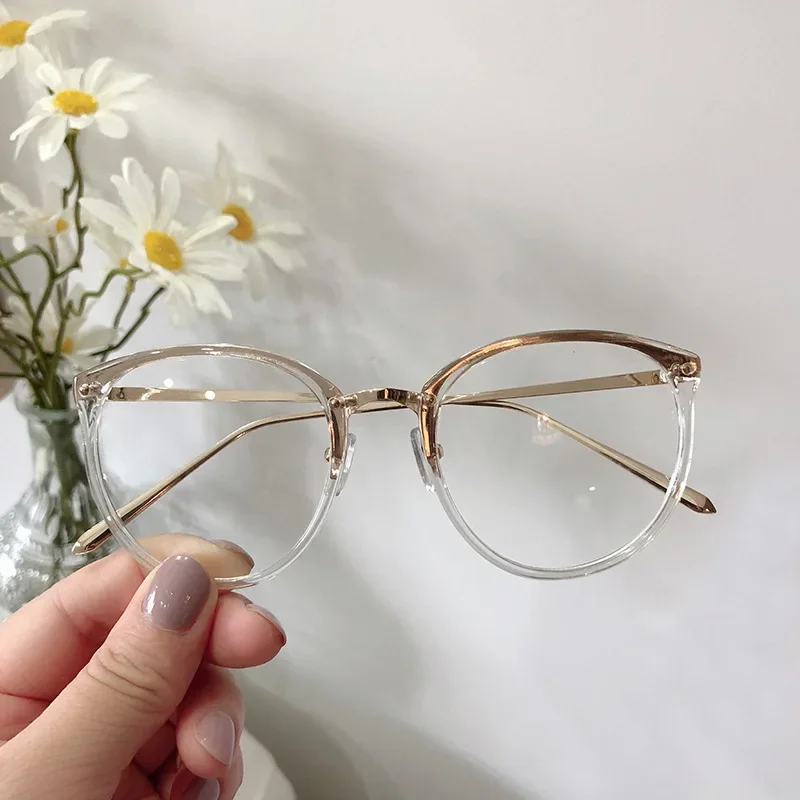 

2024 Frame Women Men Round Oversized Eyeglasses Optical Glasses Frames Metal Spectacles Clear Lenses Glasses