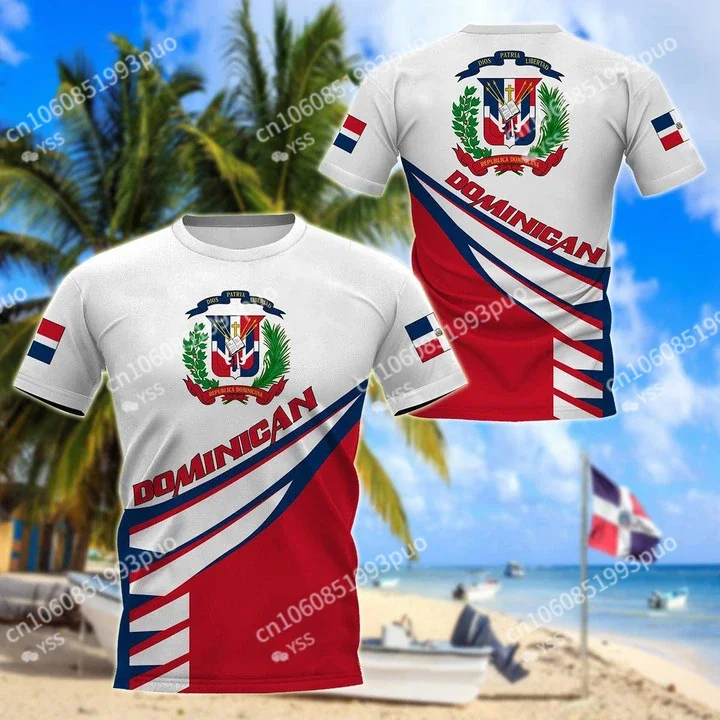 Summer men's/women's 3D printed Dominican Republic flag T-shirt street personality trend all-match loose oversized short sleeve