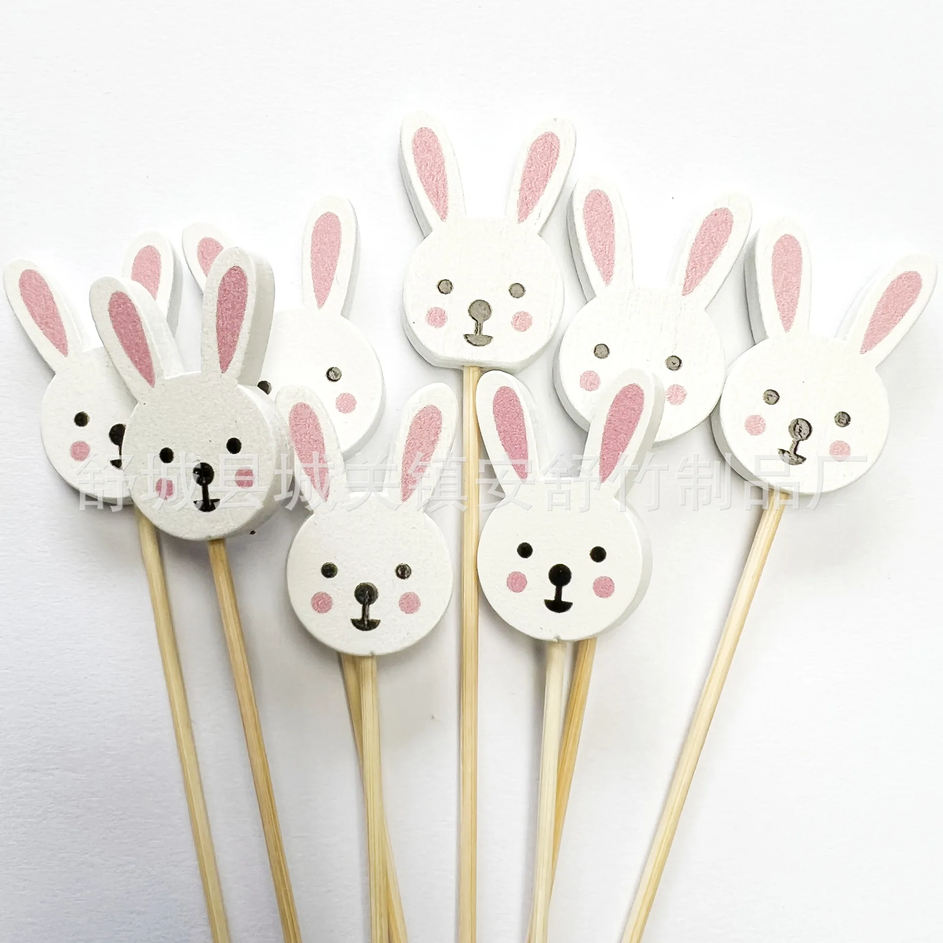 100pcs Easter Rabbit Bamboo Skewer Cocktail Picks Cupcake Topper Disposable Food Dessert Toothpicks Fruit Sticks Party Supplies