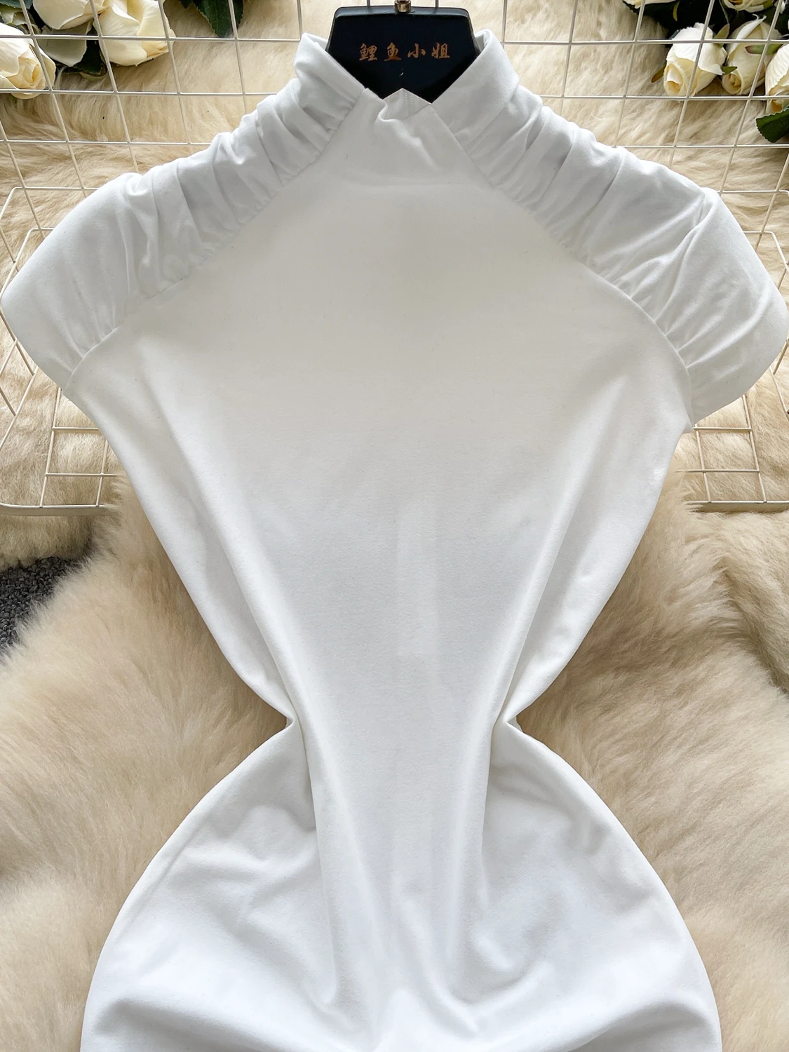 Été nouveau Sle pur désir fille chaude plissée ort Sve col haut minceur moulante enveloppement autour de la taille haute a-ligne Dr