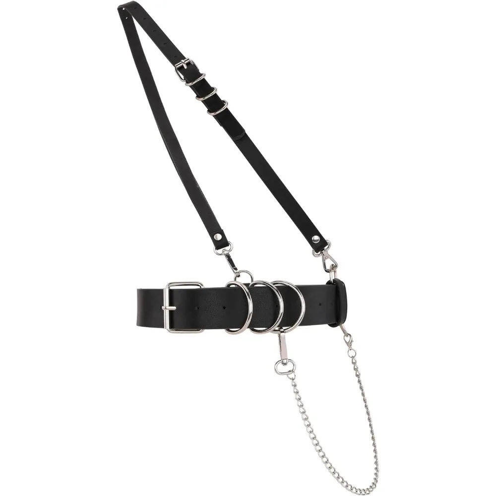 Frauen Punk Hüftgurt schwarz Cross body Gothic Gürtel Pu Leder Mode Kleid Gürtel für Rock Club Party