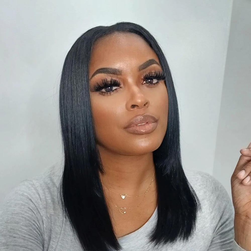 5x5 الدانتيل الجبهة عابث قطع شعر مستعار مستقيم قصير بوب الباروكات شعر الإنسان مع قبل قطعها شعري غلويليس للنساء شعر مستعار برازيلي #2