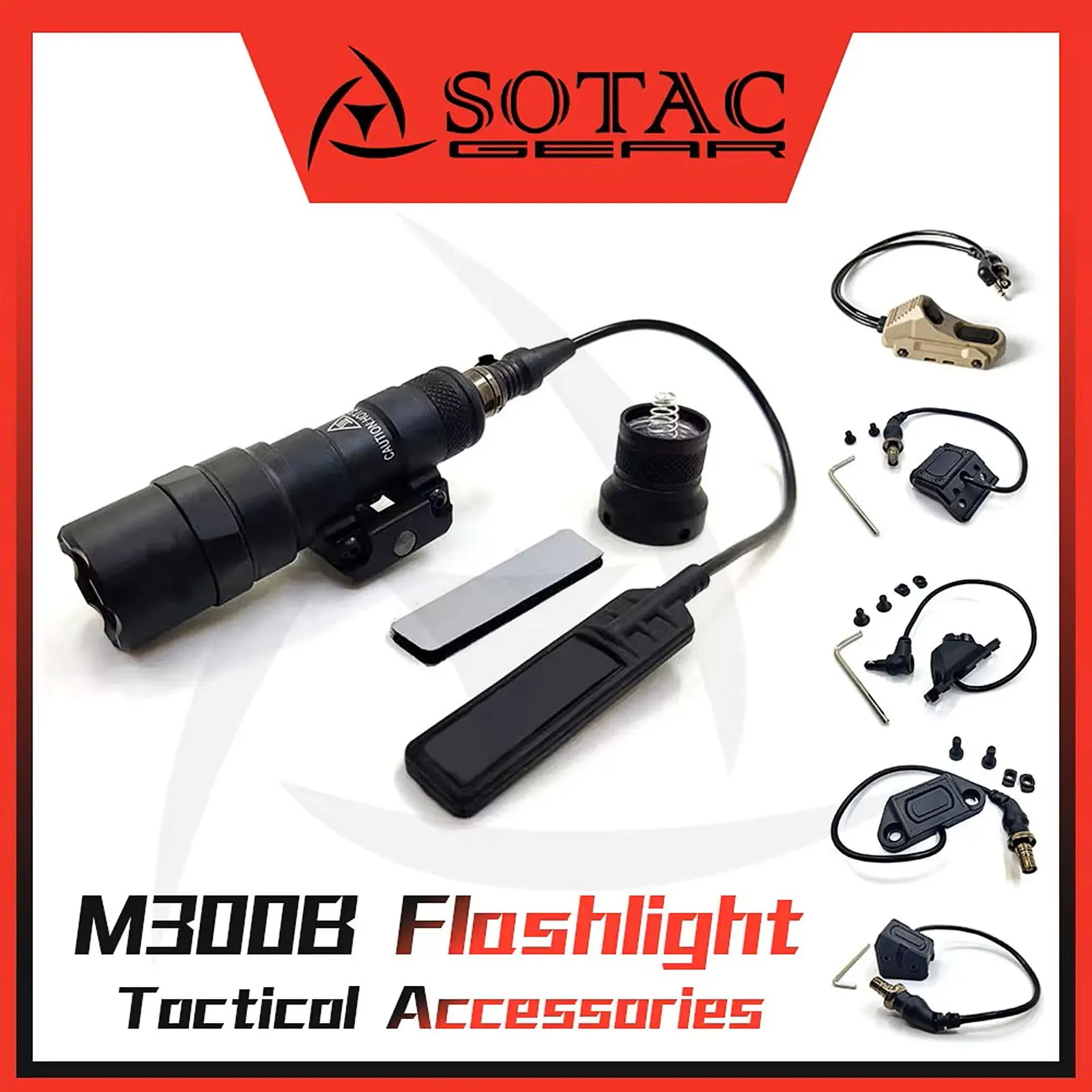 

SOTAC GEAR Tactical Light M300B Flashlight Add Switch Hunting Outdoor M300 B Scout Light Fit 20mm Rail