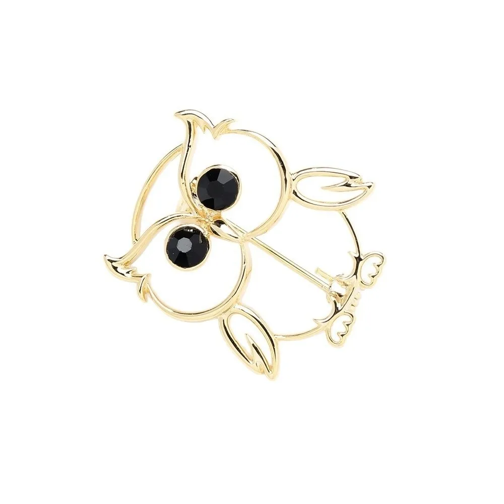 Delicate Light Luxury Owl Rhinestone Brooch Vintage Clothes Decoration Animal Metal Pin Hollow Owl Badge Pin Clothes Accessories