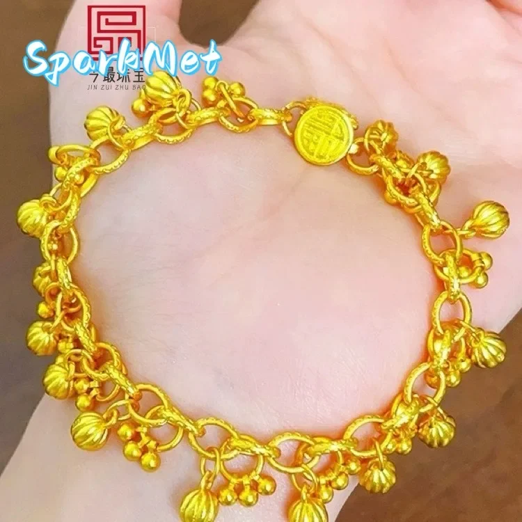 

Sparkmet Women 24K Gold AU999 Fruitful Exotic Bracelet | Persian date weave with hand-chiseled leaves, perfect for themed events
