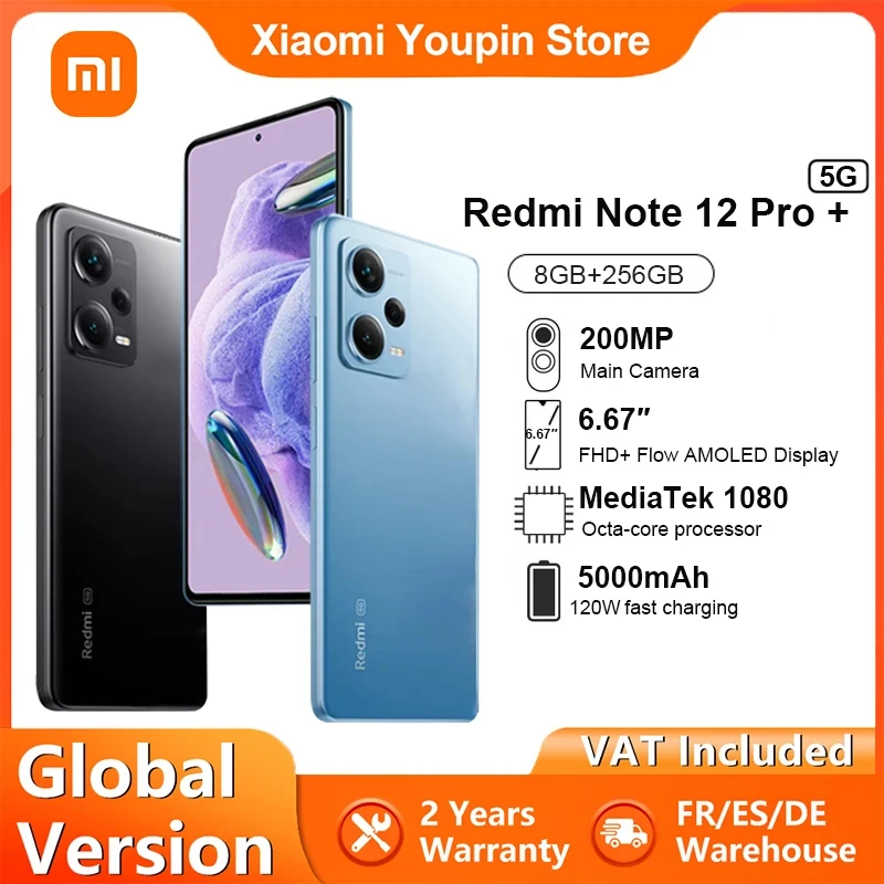 Global Version Xiaomi Redmi Note 12 Pro+ Plus 5G Smartphone 8GB+256GB NFC 200MP Camera 6.67‘’ 120Hz AMOLED120W Hyper Charge