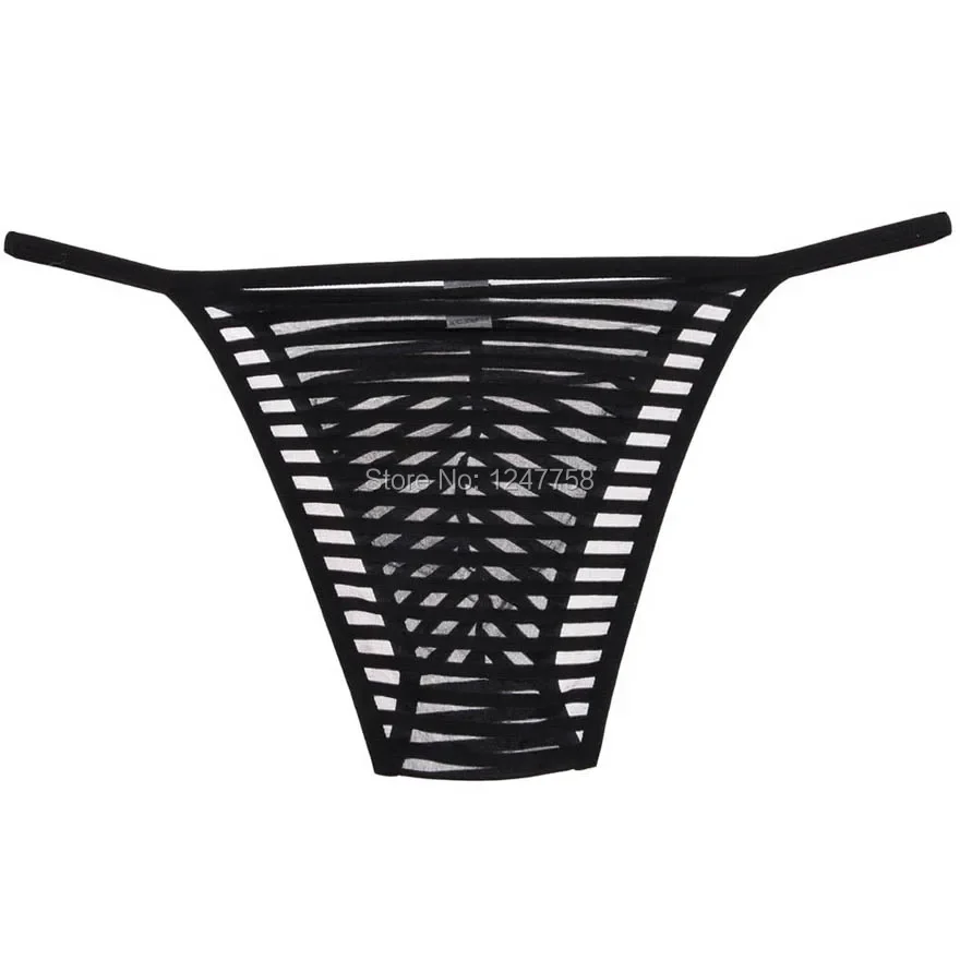 

New Men's solid Bikini Border Mesh Striped Briefs Spun Yarn Bikini Briefs Underwear Pouch Open Side Man Underwear