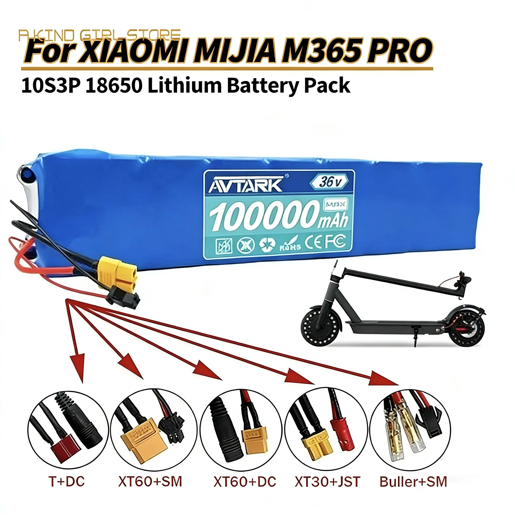 

36V 100ah 18650 Lithium Battery 10s3p 100000mAh 1000w 42V Electric Scooter Power Battery with Battery Pack