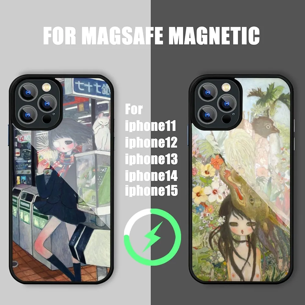 Aya Takano Art Phone Case For iPhone 15 14 11 12 13 Pro Max Plus Magsafe Wireless Charge Cases Cover