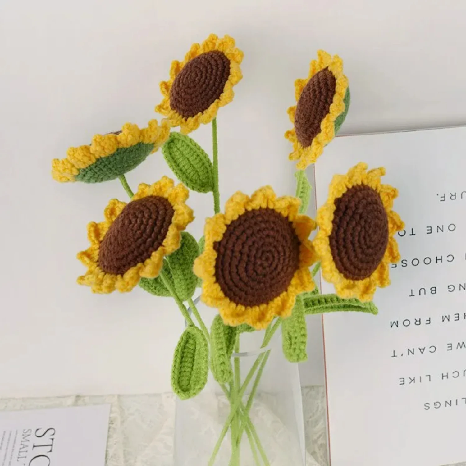 

3Pcs Sunflower Hand Woven Bouquet Creative Wool Knitting Flower Sunflower Decorations Teachers Day Mother S Day Birthday Gift
