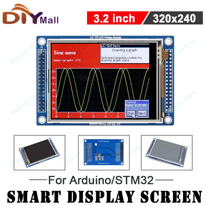 

3,2-дюймовый TFT ЖК-сенсорный экран 320x240 с интерфейсом XPT2046 ILI9341/ILI9325 SPI/8080 для Arduino/STM32 Waveshare 16498