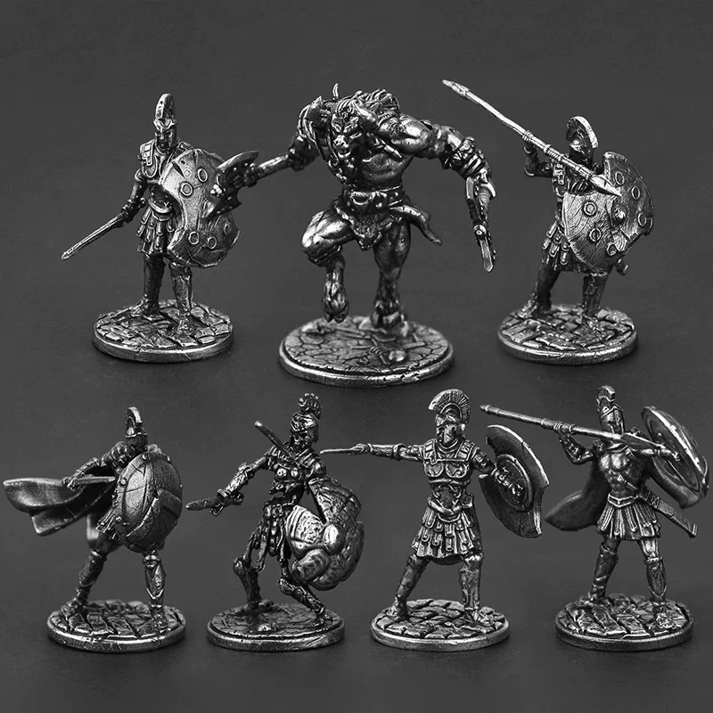 Greek Mythology of Sparta Metal Action Figures Cupronickel Soldier War Model Board Game Piece Creative Ornament Accessories
