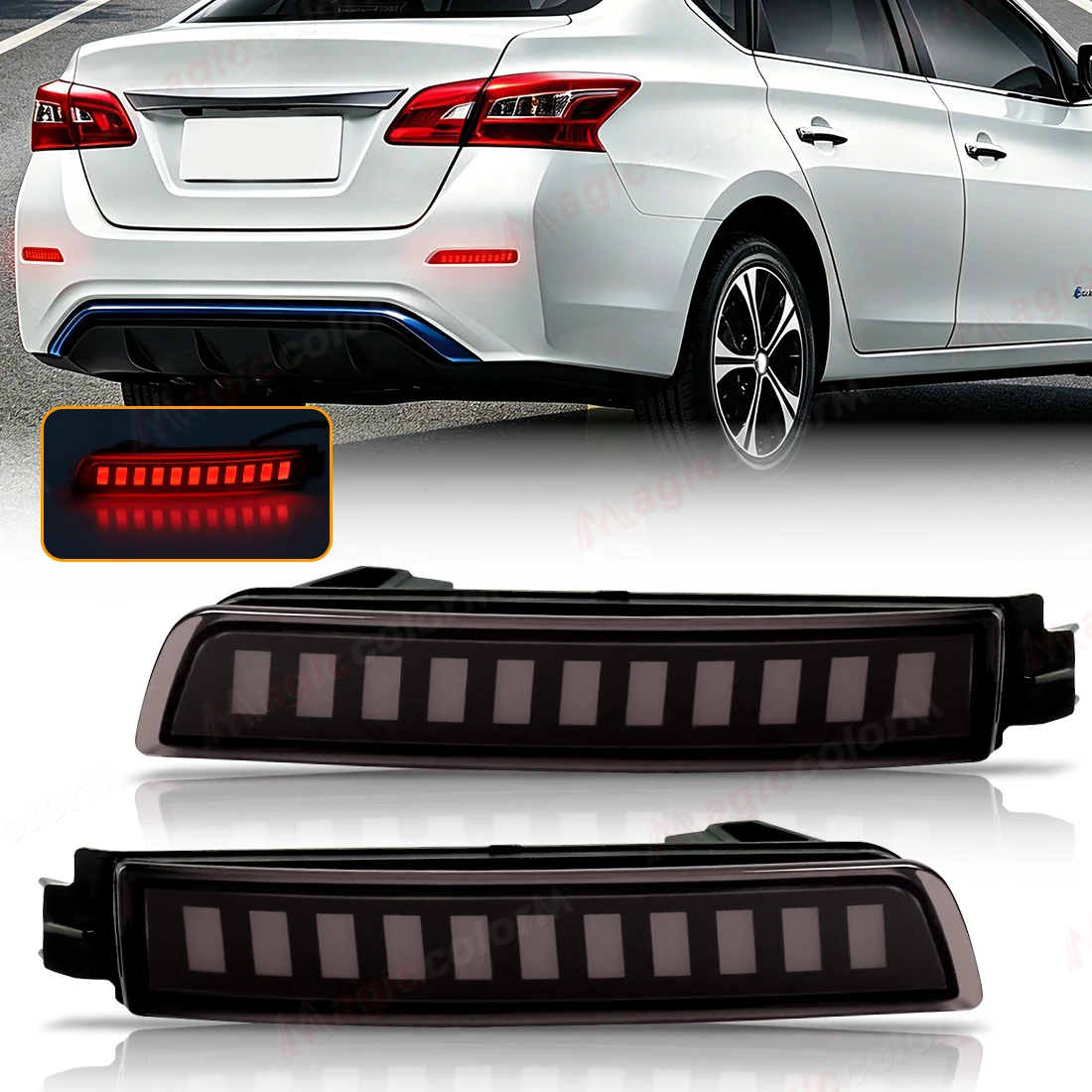 

For Nissan Kicks 2017 2018 For Sentra Sylphy 12-18 For Livina Bluebird Quest For Infiniti QX70 ESQ Rear Bumper Reflector Lights