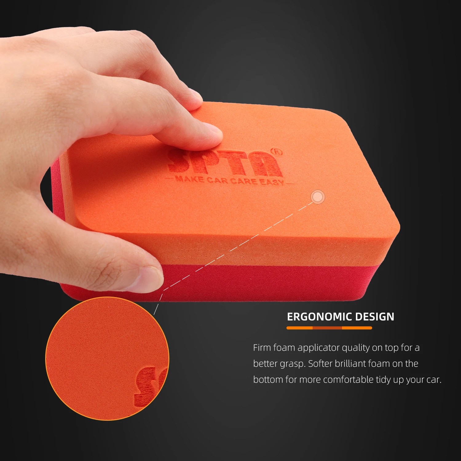 SPTA 6Pcs Hand Buffing Sponge Cleaning Applicator Pads for Car Glass, Waxing, Polishing, Painted Steel, Durable Tire Shine