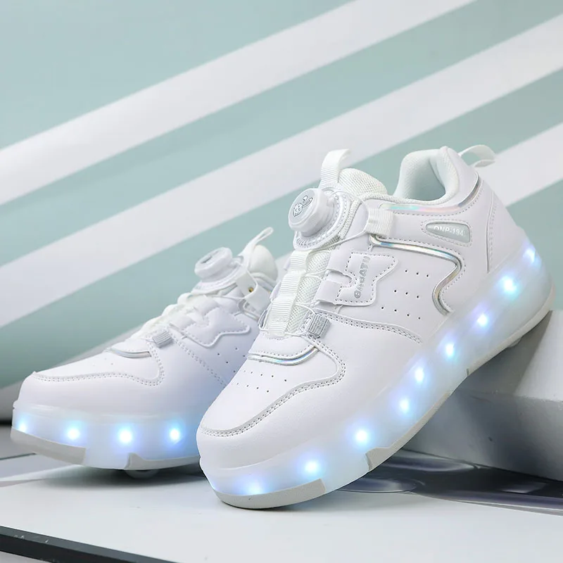 Children New Roller Shoes Retractable Outdoor Walking Pulleys LED Youth With 4 Wheels Sneakers Casual Urban Running Skate Shoes