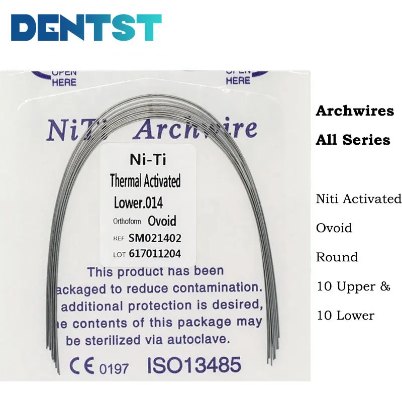 Dentst 20pcs/2bags Dental Orthodontic Thermal Active Niti Archwires Ovoid Round (10 Upper+10 Lower)