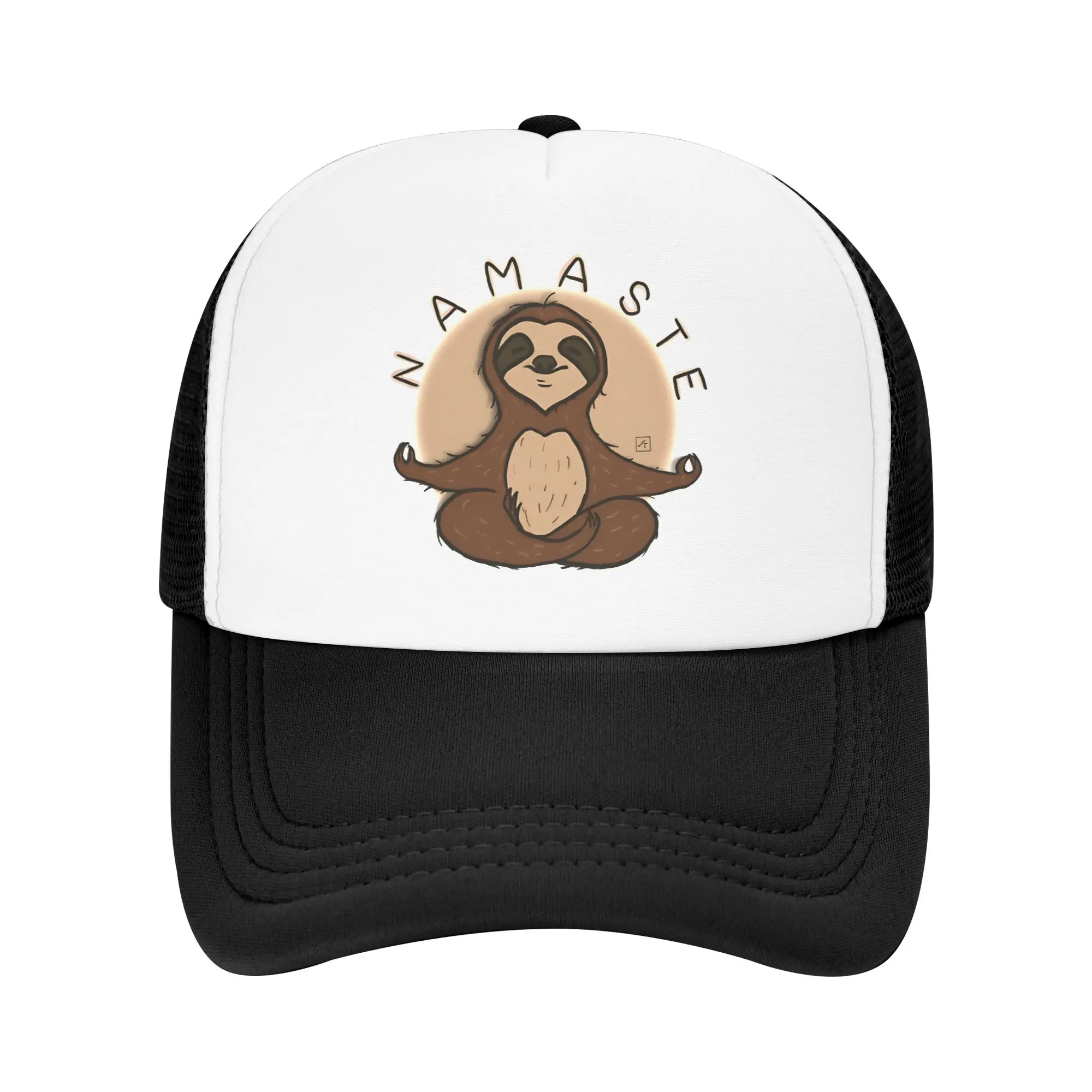 Sloth Namaste  Trucker Hats Men Women  Hat Trucker Hat Golf Hats Adjustable Snapback Caps Mesh Baseball Caps High Quality