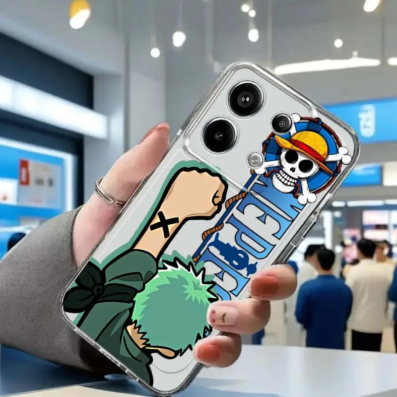 

One Piece Character Cool Phone Case For Xiaomi Redmi Note 15 14 13 12 11E 9 9T 8 8T Pro Plus Turbo 5G Fashion TPU Transparent
