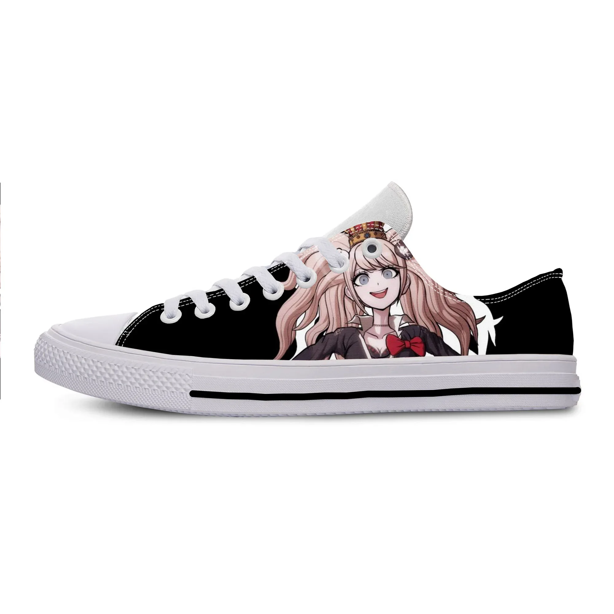 Japanese Anime Cartoon Danganronpa Enoshima Junko Casual Cloth Shoes Low Top Lightweight Breathable 3D Print Men Women Sneakers